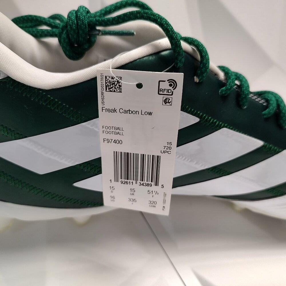 Adidas Mens Football Cleats 16 White Green Shoe Lacrosse Freak Carbon Low - Picture 13 of 14